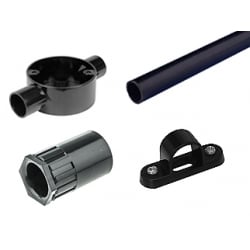 25mm Black PVC Round Conduit & Accessories