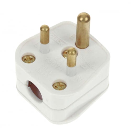 Round Pin 2a, 5a and 15a Plug Tops - White