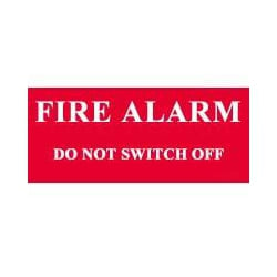 QLU LS803512 Red self adhesive label Fire Alarm Do Not Switch Off