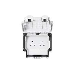 MK K56481WHI Masterseal Plus 2 Gang 13 Amp IP66 Un-Switched Outdoor Socket