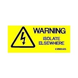 QLU LS803505 Yellow self adhesive Warning Isolate Elsewhere & Flash