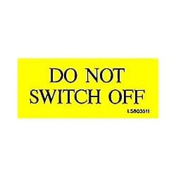 QLU LS803511 Yellow self adhesive label with Do Not Switch Off