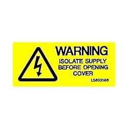 QLU LS803508 Label with Warning Isolate Supply Before Opening & Flash