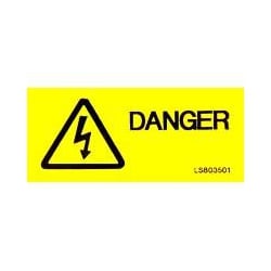 QLU LS803501 Yellow self adhesive label with  Danger and Flash