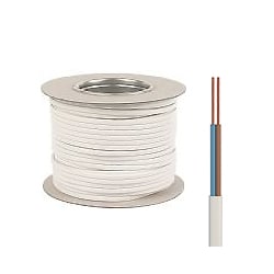 0.5mm 2192Y 2 Core White Oval PVC Flexible Cable - 100 Metre Coil