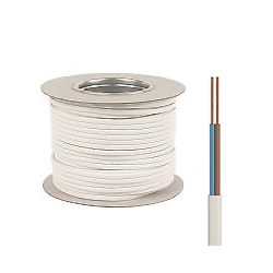 0.5mm 2192Y 2 Core White Oval PVC Flexible Cable - 50 Metre Coil