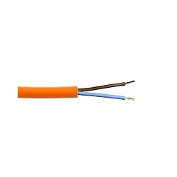 Cut to Required Metre of 1.0mm 3182Y 2 Core Orange Circular PVC Flex