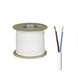 1.5mm 3182Y 2 Core White Circular PVC Flexible Cable -50 Metre Coil