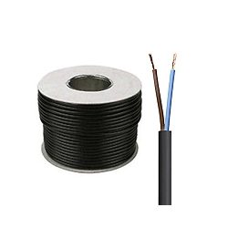 0.75mm 3182Y 2 Core Black Circular PVC Flexible Cable -50 Metre Coil