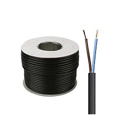 0.5mm 2182Y 2 Core Black Circular PVC Flexible Cable - 100 Metre Coil
