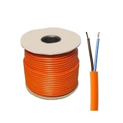 1.0mm 3182Y 2 Core Orange Circular PVC Flexible Cable -100 Metre Coil