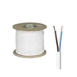 0.5mm 2182Y 2 Core White Circular PVC Flexible Cable - 50 Metre Coil