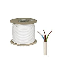 0.5mm 2183Y 3 Core White Circular PVC Flexible Cable - 100 Metre Coil