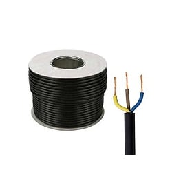 0.5mm 2183Y 3 Core Black Circular PVC Flexible Cable - 100 Metre Coil