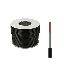 2.0mm Low Voltage Black Flat Twin Lighting cable - 100 Metre Reel