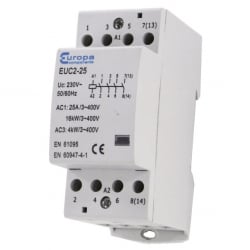 ECL EUC2-25-4P 25 Amp 4 Pole 230v 2 Module Contactor