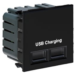 MK K5837BLK Logic Euro Black 50x50mm Twin USB charging outlet module