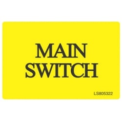 QLU LS805322 Yellow self adhesive label with Main Switch