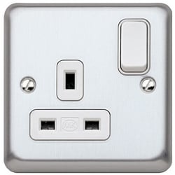 MK K2958BSS 1 Gang 13 Amp DP Switch Socket Brushed Stainless Steel