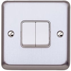 MK K4672BSS 2gang 10amp 2way SP Light Switch Brushed Stainless Steel