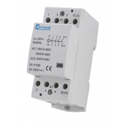ECL EUC3-63-4P 63 Amp 4 Normally Open Pole 230v 3 Module Contactor