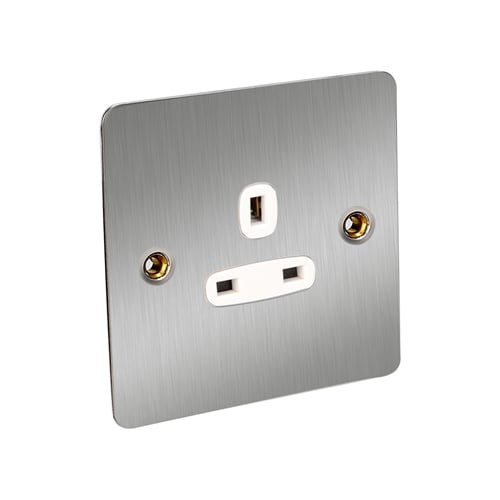 CED FSK1SC Satin Chrome Flat Plate 1gx13a 3p Socket with White insert