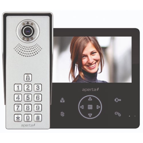 ESP Aperta APKITKPGBLK Colour Video Door Entry Keypad System kit with record facility c/w Black Monitor
