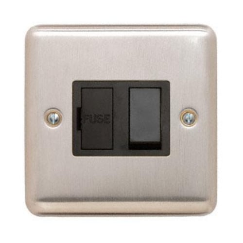 Contactum REF3366BSB Reflect 13a Switched Spur Brushed Steel