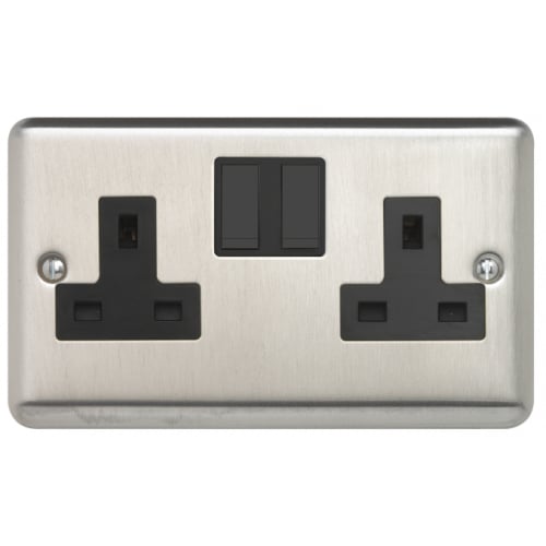 Contactum REF3356BSB Reflect 2g 13 Amp Switched Socket Brushed Steel