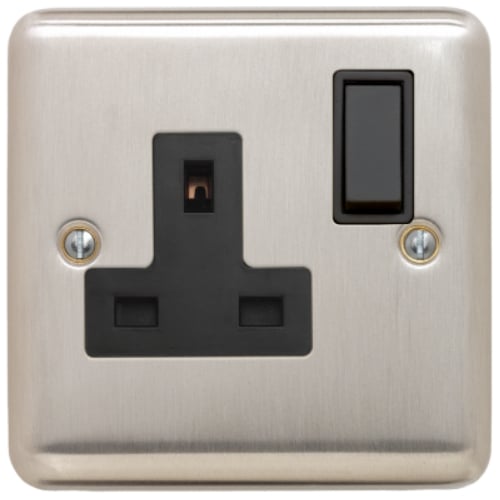 Contactum REF3346BSB Reflect 1g 13 Amp Switched Socket Brushed Steel