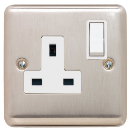 Contactum REF3346BSW Reflect 1g 13 Amp Switched Socket Brushed Steel