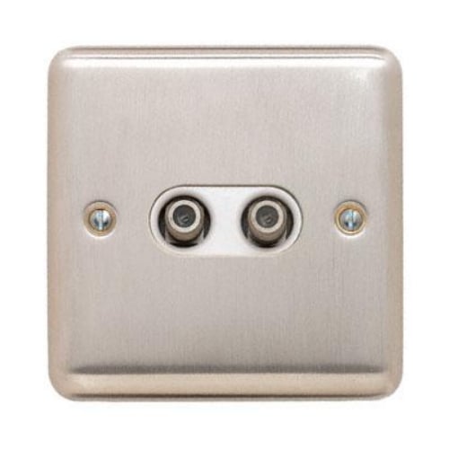 Contactum REF3152BSW Reflect 2g Twin Satellite Socket Brushed Steel