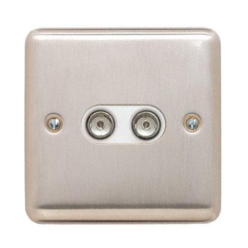 Contactum REF3148BSW Reflect 2g TV/FM Brushed Steel Socket