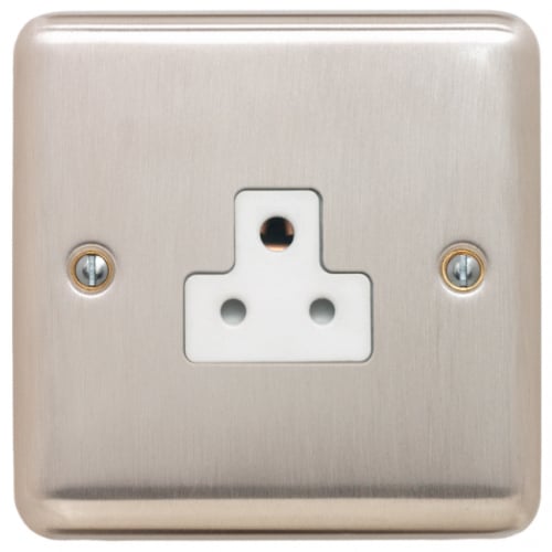 Contactum REF3315BSW Reflect 1gang 2amp Socket Brushed Steel