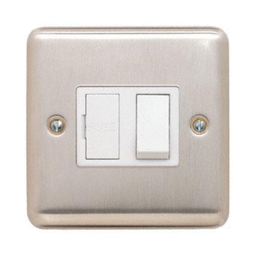 Contactum REF3366BSW Reflect 13a Switched Spur Brushed Steel