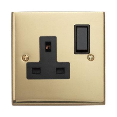 Contactum 3346EBB 1g 13 Amp Edwardian Brass Switched Socket