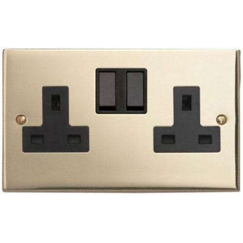 Contactum 3356EBB 2g 13 Amp Edwardian Brass Switched Socket