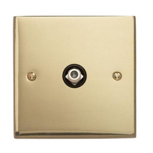Contactum 3151EBB 1g Satellite socket Edwardian Polished Plain Brass