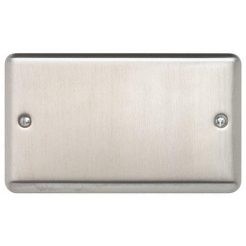 Contactum REF3027BS Reflect 2gang Brushed Steel Blank Plate