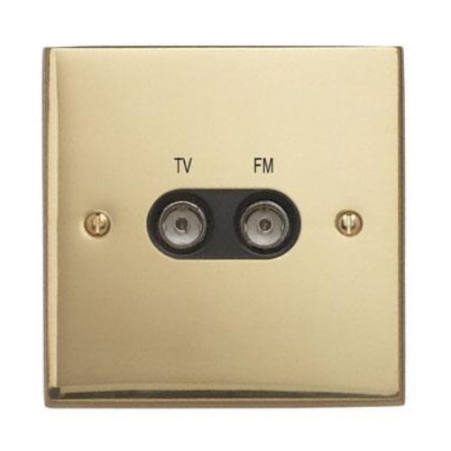 Contactum 3158EBB 1g plate TV & FM Diplexer Edwardian Brass Socket