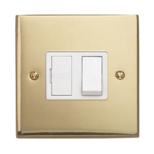 Contactum 3366EBW 13a Edwardian Plain Polished Brass Switched Spur