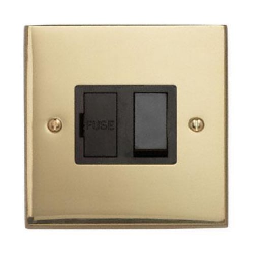 Contactum 3366EBB 13a Edwardian Plain Polished Brass Switched Spur