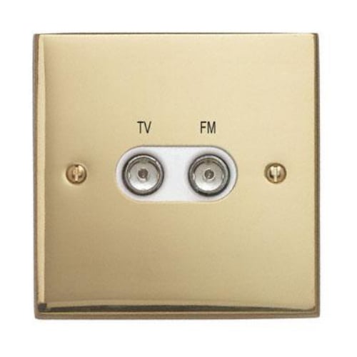 Contactum 3158EBW 1g plate TV & FM Diplexer Edwardian Brass Socket