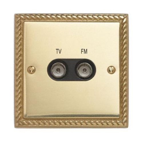 Contactum 3158GBB 1g plate TV & FM Diplexer Georgian Brass Socket