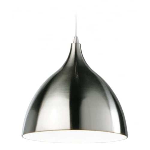 Firstlight 3337BSWH Cafe Pendant Brushed Steel with White Inner