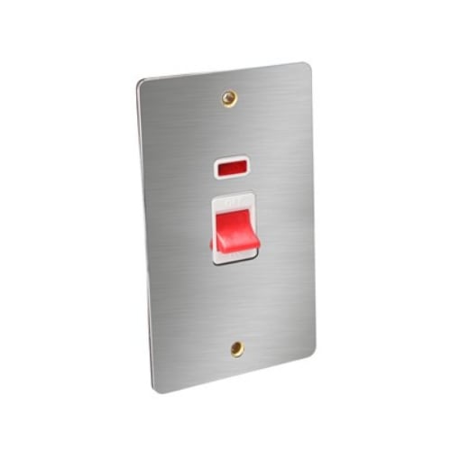 CED FCSD45NSC Satin Chrome/White insert 45a DP Switch with Neon 2g