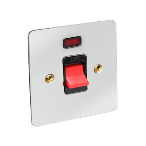 CED FCS45NCB Chrome/Black insert 45a DP Switch with Neon 1g Flat Plate