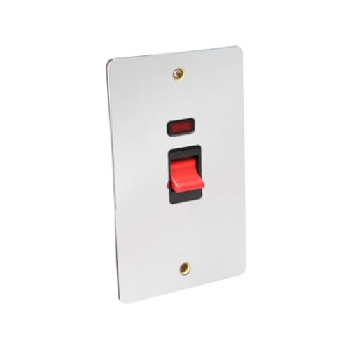 CED FCSD45NCB Chrome/Blk. insert 45a DP Switch with Neon 2g Flat Plate