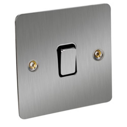 CED FS20SCB Satin Chrome Flat Plate 20a DP Switch with Black insert