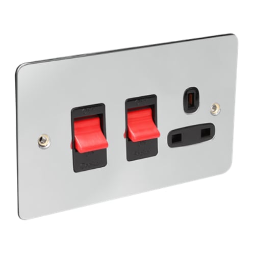 CED FCS45SKCB Chrome/Black insert Cooker Switch with 13a Switch Socket